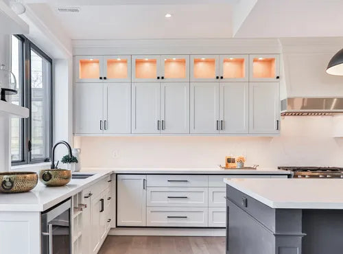 White shaker glass online cabinet doors