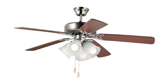 Basic-Max 52" Fandelier with 5 Blades in Satin Nickel and Walnut and Pecan
