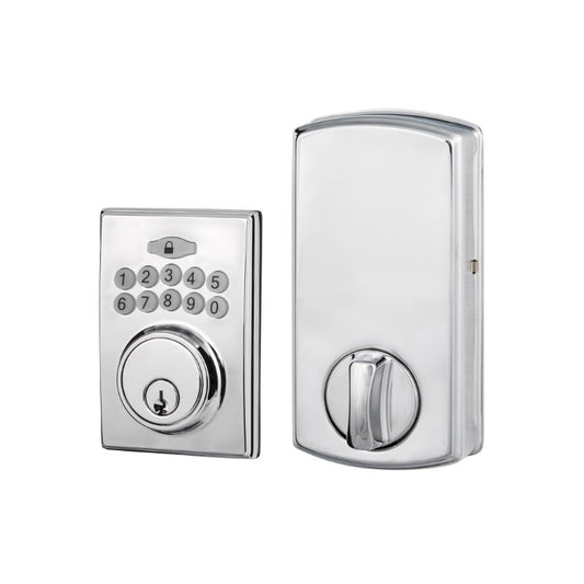 Modern Electric Deadbolt in Polished Chrome