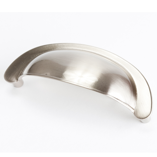 3.44" Traditional Modern Cup Pull in Satin Nickel