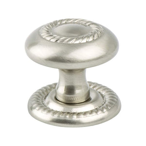 1.25' Wide Traditional Roped Knob in Brushed Nickel from Advantage Plus Four Collection