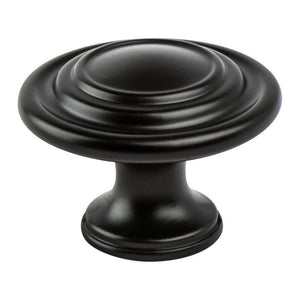 1.31' Wide Traditional Round Knob in Black from Advantage Plus Collection
