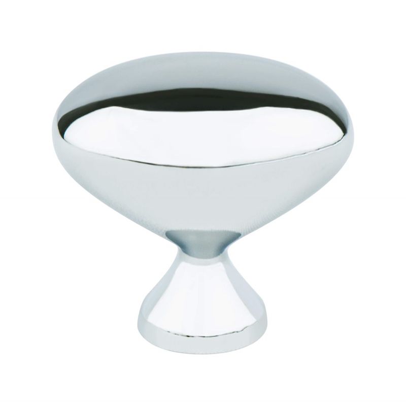 0.88' Wide Transitional Modern Classic Oval Knob in Polished Chrome from Advantage Plus Collection