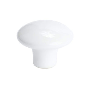 1.38' Wide Traditional Round Knob in Ceramic White