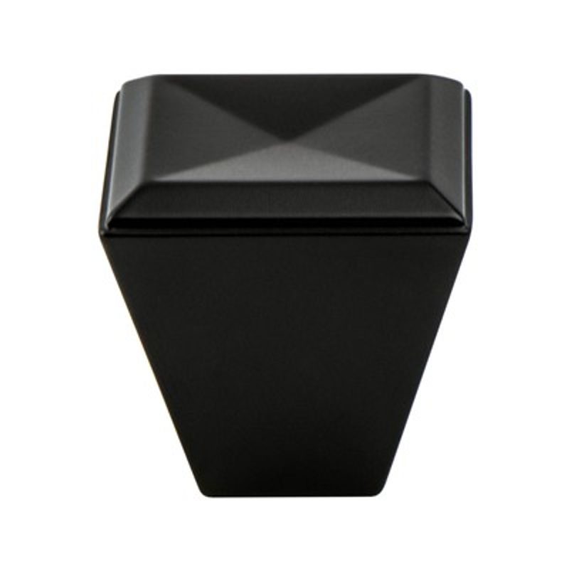 1.13' Wide Transitional Modern Square Knob in Matte Black from Connections Collection