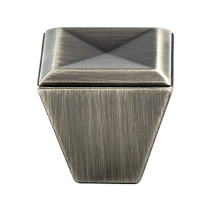 1.13' Wide Transitional Modern Square Knob in Vintage Nickel from Connections Collection