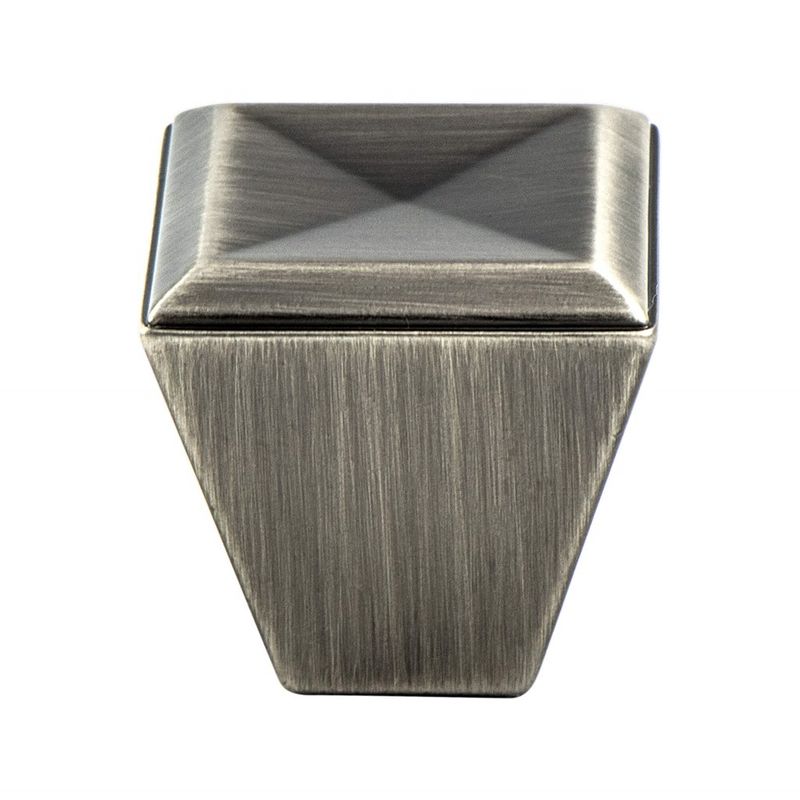 1.13' Wide Transitional Modern Square Knob in Vintage Nickel from Connections Collection