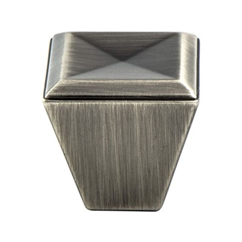 1.13' Wide Transitional Modern Square Knob in Vintage Nickel from Connections Collection
