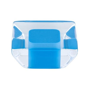 1.31' Wide Contemporary Square Knob in Transparent Blue from Core Collection