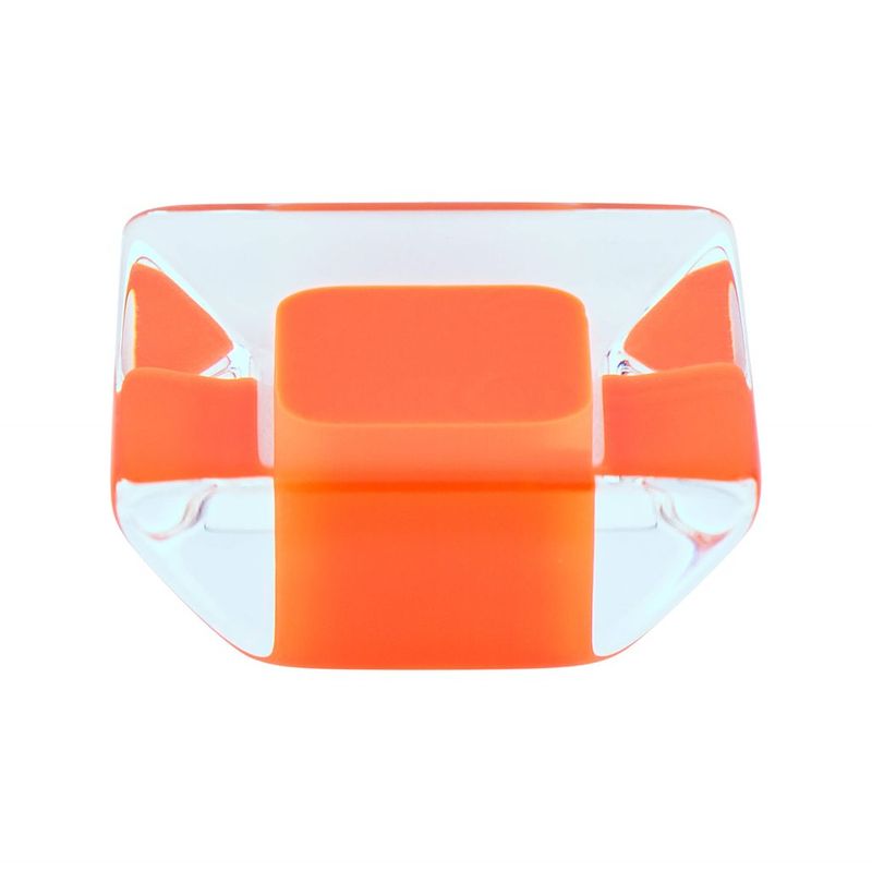 1.31' Wide Contemporary Square Knob in Transparent Orange from Core Collection