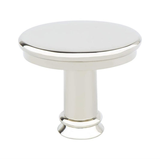 1" Wide Transitional Modern Classic Oval Knob in Polished Nickel from Dierdra Collection