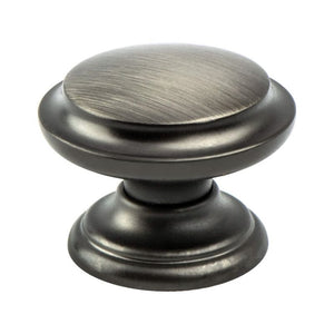1.38' Wide Traditional Round Knob in Brushed Tin from Euro Classica Collection