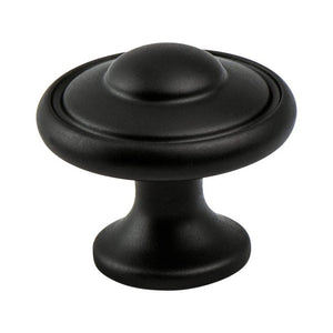 1.19' Wide Traditional Round Knob in Matte Black from Euro Traditions Collection