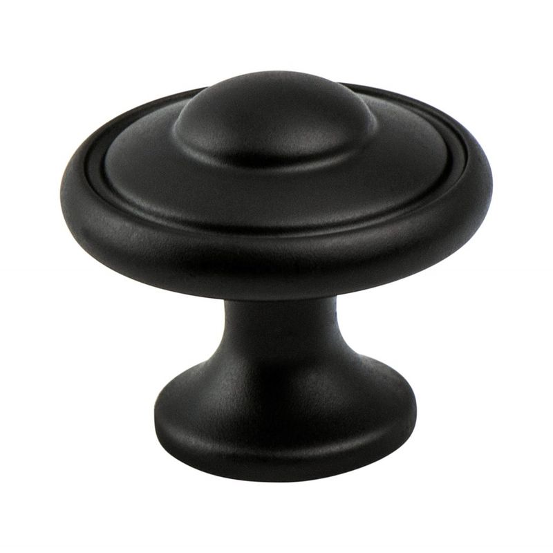 1.19' Wide Traditional Round Knob in Matte Black from Euro Traditions Collection