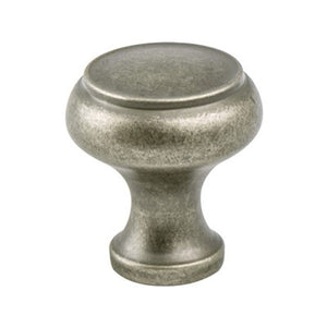 1.25' Wide Transitional Modern Round Knob in Weathered Nickel from Forte Collection