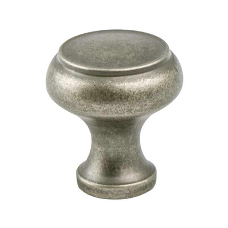 1.25' Wide Transitional Modern Round Knob in Weathered Nickel from Forte Collection