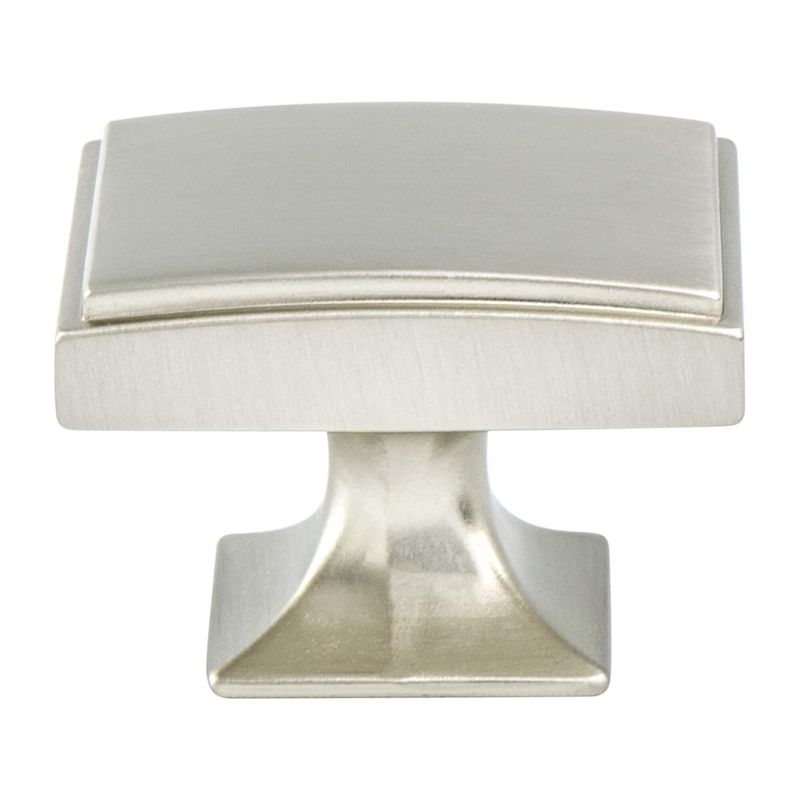 1.13' Wide Traditional Rectangular Knob in Brushed Nickel from Hearthstone Collection