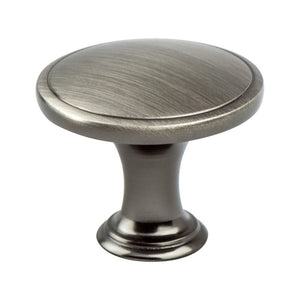 1.25' Wide Transitional Modern Round Knob in Brushed Tin from Oasis Collection
