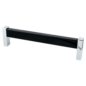 6.63' Contemporary Rectangular Pull in Polished Chrome Black from Prism Collection