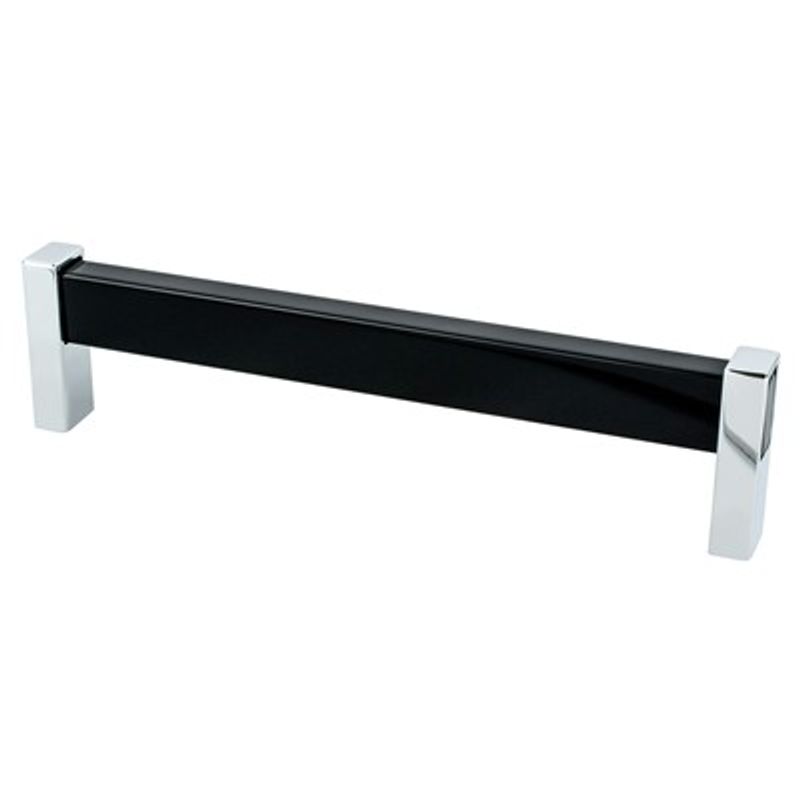 6.63' Contemporary Rectangular Pull in Polished Chrome Black from Prism Collection