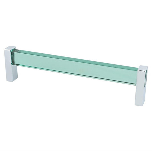 6.63" Contemporary Rectangular Pull in Polished Chrome Transparent Green from Prism Collection