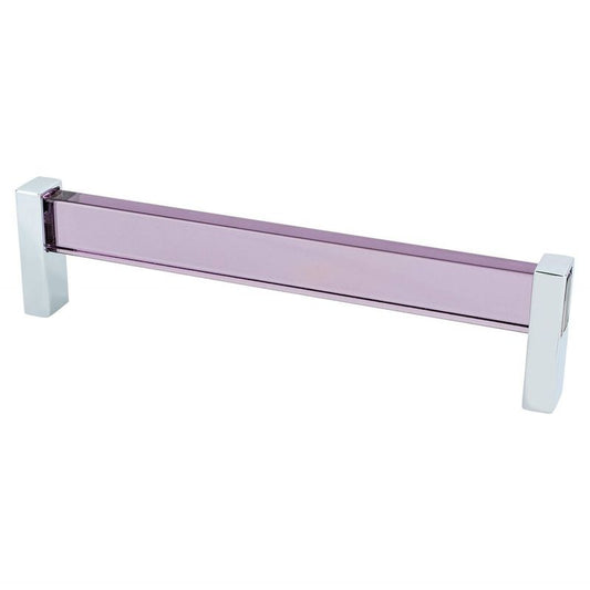 6.63" Contemporary Flat Bar Pull in Polished Chrome Transparent Purple from Prism Collection