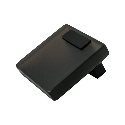 2" Wide Contemporary Square Knob in Matte Black Transparent Dark Brown from Quad Collection