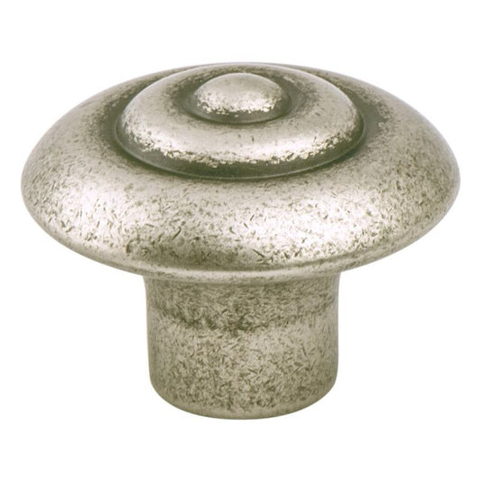 1.25" Wide Artisan Round Knob in Weathered Nickel from Rhapsody Collection