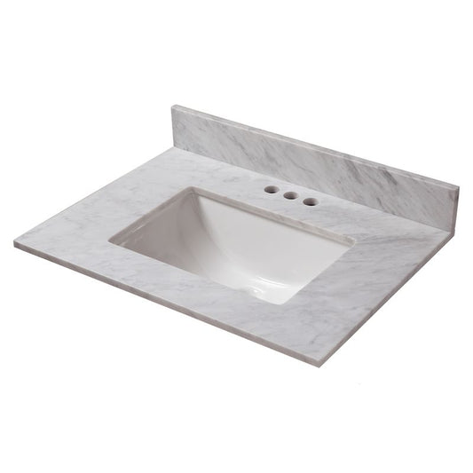 25" x 22" Countertop Vanity with Integrated Sink in Carrara