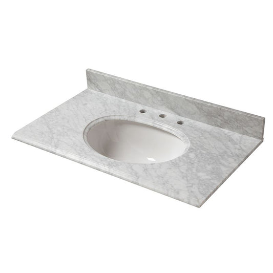 31" x 22" Countertop Vanity with Integrated Sink in Carrara
