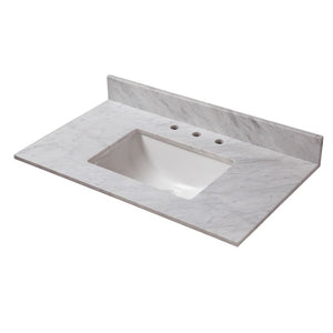 37' x 22' Countertop Vanity with Integrated Sink in Carrara