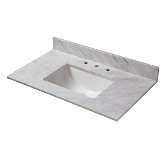 37" x 22" Countertop Vanity with Integrated Sink in Carrara