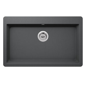 33' Quartz Single-Basin Dual-Mount Kitchen Sink in Grey (33' x 20.86' x 9.44')