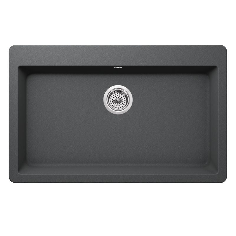 33' Quartz Single-Basin Dual-Mount Kitchen Sink in Grey (33' x 20.86' x 9.44')