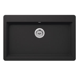 33' Quartz Single-Basin Dual-Mount Kitchen Sink in Onyx Black (33' x 20.86' x 9.44')