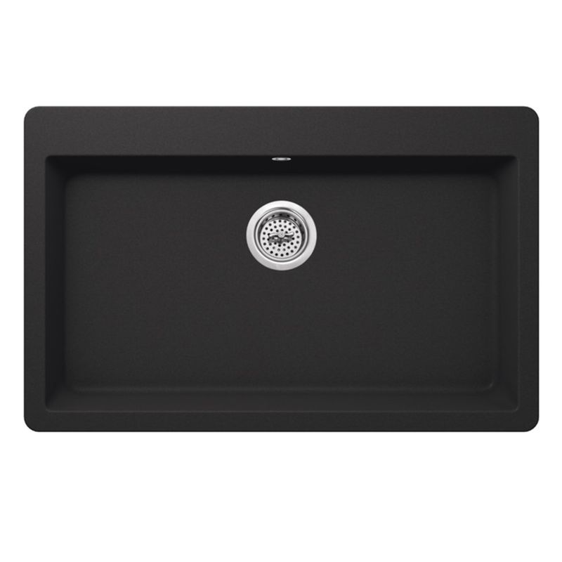 33' Quartz Single-Basin Dual-Mount Kitchen Sink in Onyx Black (33' x 20.86' x 9.44')