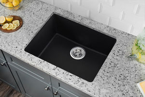 21.65' Quartz Single-Basin Undermount Kitchen Sink in Onyx Black (21.65' x 16.92' x 7.88')
