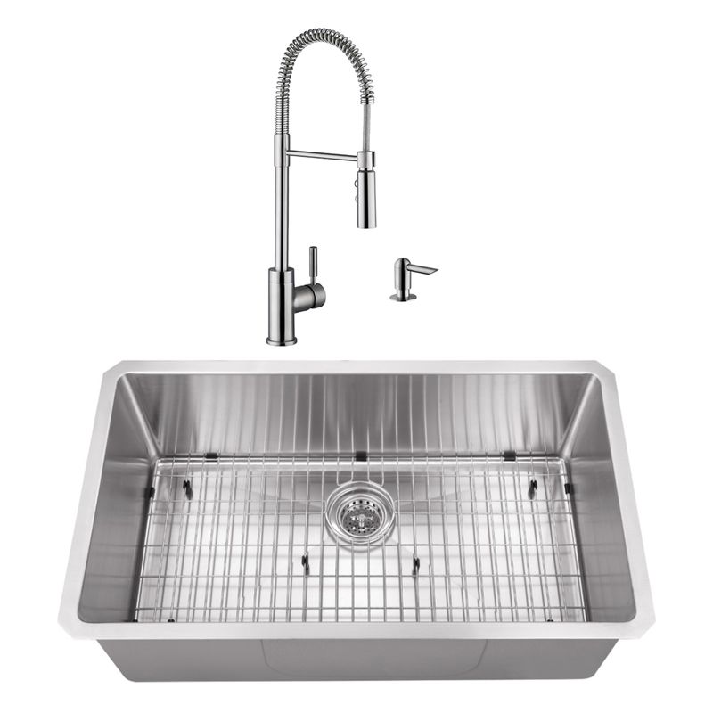 KRAUS 32 Undermount Double Bowl Kitchen Sink with 18 Commercial Kitchen  Faucet