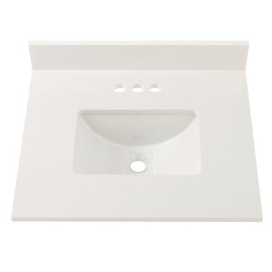 25' x 22' Countertop Vanity with Integrated Sink in Winter White