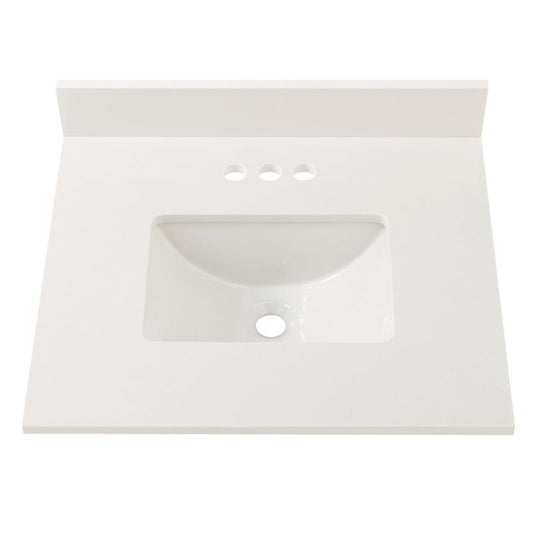 25" x 22" Countertop Vanity with Integrated Sink in Winter White