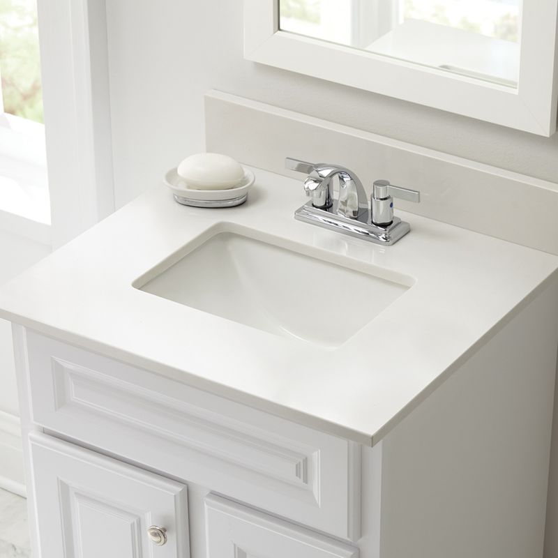 25' x 22' Countertop Vanity with Integrated Sink in Winter White