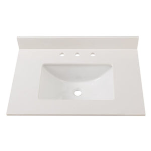 31' x 22' Countertop Vanity with Integrated Sink in Winter White