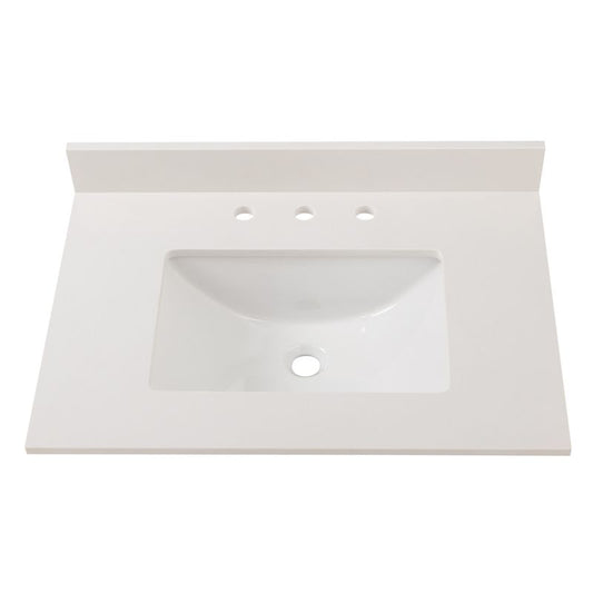 31" x 22" Countertop Vanity with Integrated Sink in Winter White