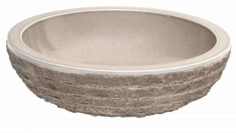 20' Lava Rock Circular Vessel Bathroom Sink in Beige from Wauld Collection
