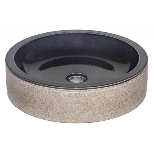 20" Lava Rock Vessel Bathroom Sink in Ebony from Wauld Collection