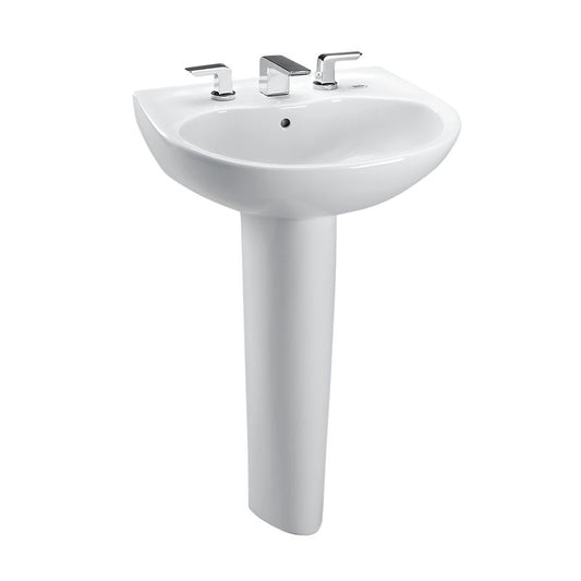 19.63" Vitreous China Pedestal Bathroom Sink with CeFiONtect for Single Hole Faucets in Cotton White from Supreme Collection