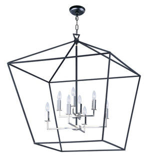 Abode 32.5' 8 Light Multi-Tier Chandelier in Textured Black and Polished Nickel