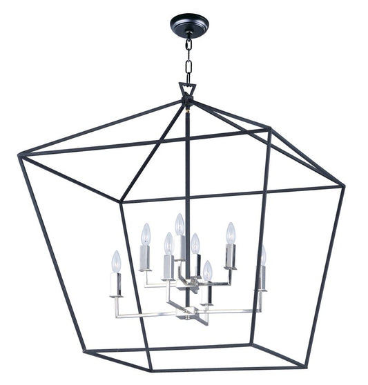 Abode 32.5" 8 Light Multi-Tier Chandelier in Textured Black and Polished Nickel