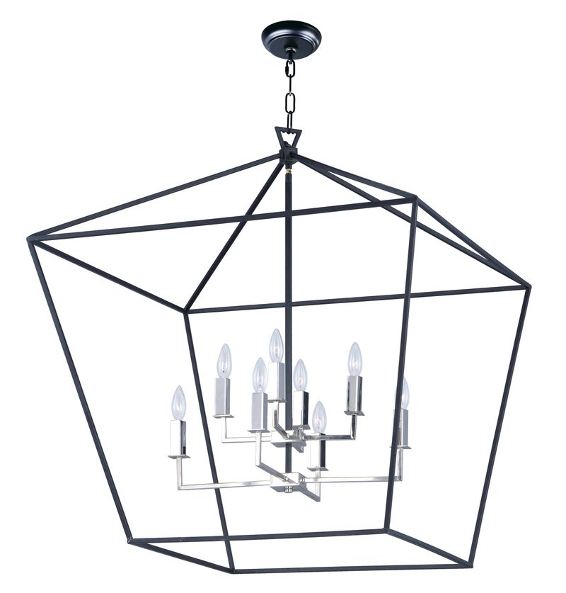 Abode 32.5' 8 Light Multi-Tier Chandelier in Textured Black and Polished Nickel