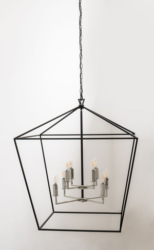 Abode 32.5' 8 Light Multi-Tier Chandelier in Textured Black and Polished Nickel